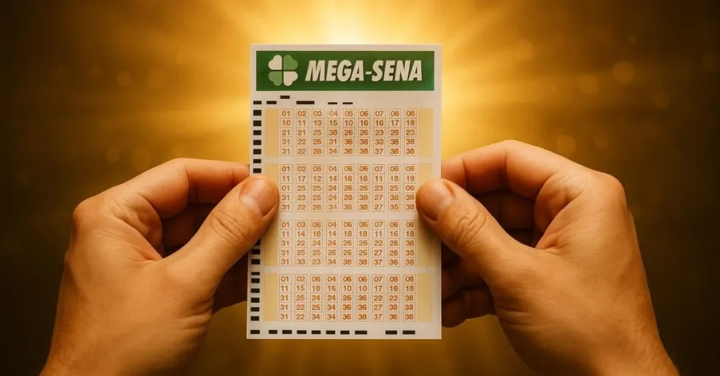 Energia espiritual e sorte conectadas em um bilhete de aposta iluminado