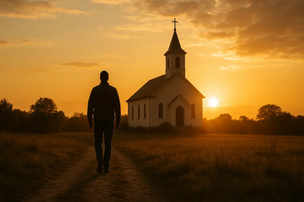  Caminho de retorno à fé ao pôr do sol